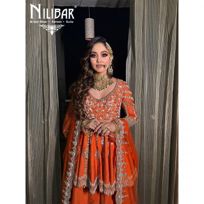 Aerospace Orange Silk Peplum Suit