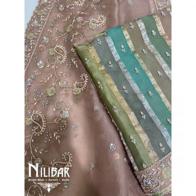 Multicolor Organza Unstitched Suit's
