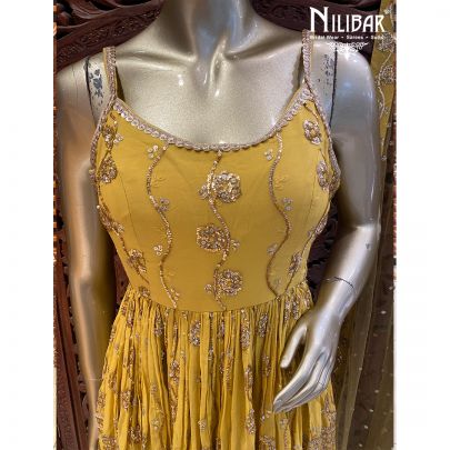 Mango Yellow Georgette and Net Dhoti suit