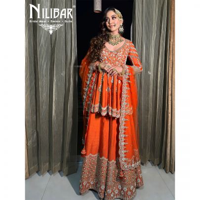 Aerospace Orange Silk Peplum Suit