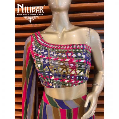 Multicolor Georgette Indo Western Suit