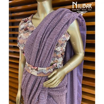 Heather Purple Net Saree