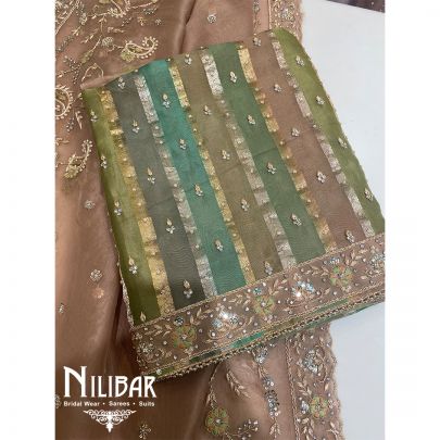 Multicolor Organza Unstitched Suit's