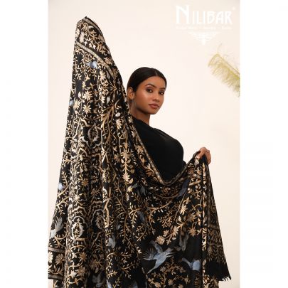 Oil Black Pure Pashmina Shawl