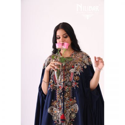 Midnight Blue Silk indo western Co-ord set