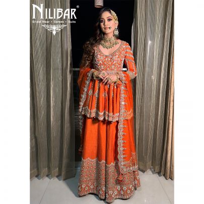 Aerospace Orange Silk Peplum Suit