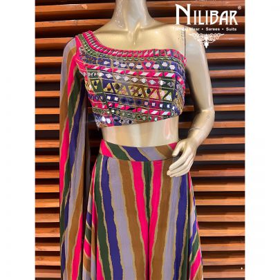 Multicolor Georgette Indo Western Suit