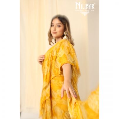 Mustard Georgette Draped Saree
