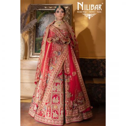 Tomato Red Bridal Silk Lehenga