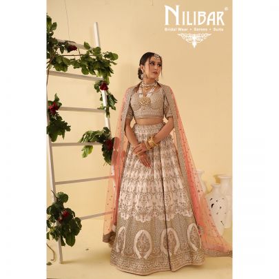 salmon pink Georgette Lehenga
