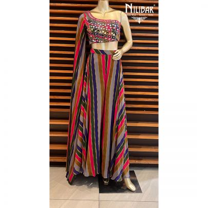 Multicolor Georgette Indo Western Suit