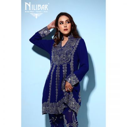 Blue Silk Pajami Suit