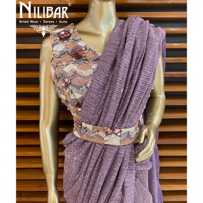 Heather Purple Net Saree