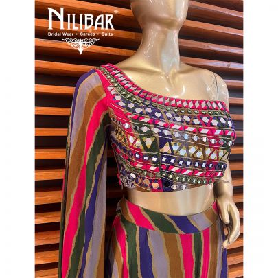 Multicolor Georgette Indo Western Suit