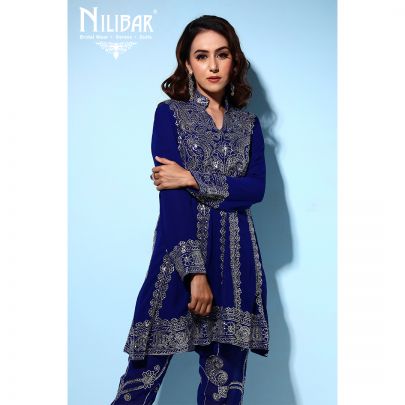 Blue Silk Pajami Suit