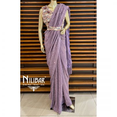 Heather Purple Net Saree