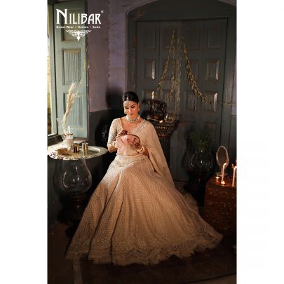 Cream Net Heavy Lehenga