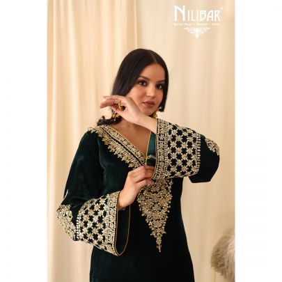 Bottle Green Velvet Suit