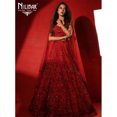 Red Net Lehenga