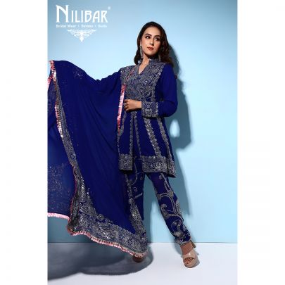 Blue Silk Pajami Suit