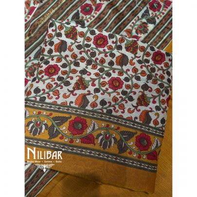 Yellow Maheswari Printed Unstitched Suit