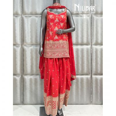 Raspberry Pink Lamé Silk Suit