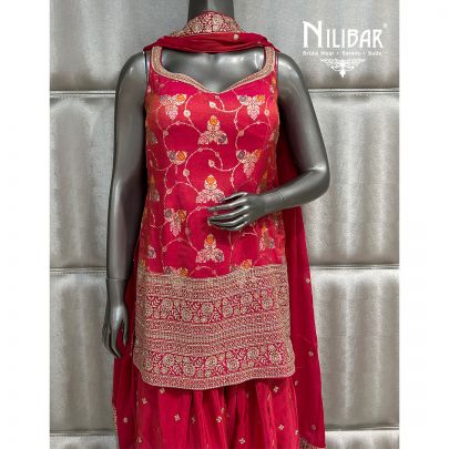 Raspberry Pink Lamé Silk Suit