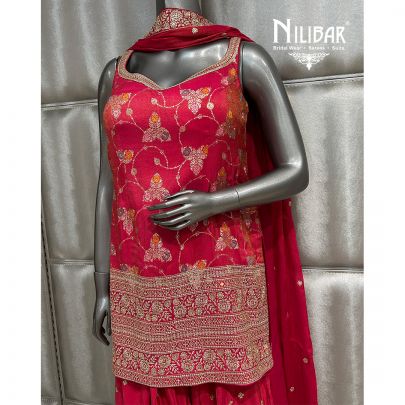 Raspberry Pink Lamé Silk Suit