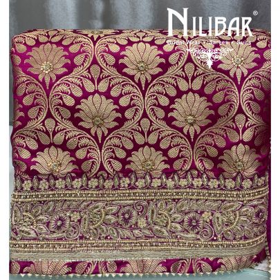 Purple Brocade Silk Unstitched Suit