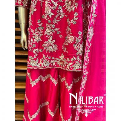 Hot Pink Silk Garara Suit