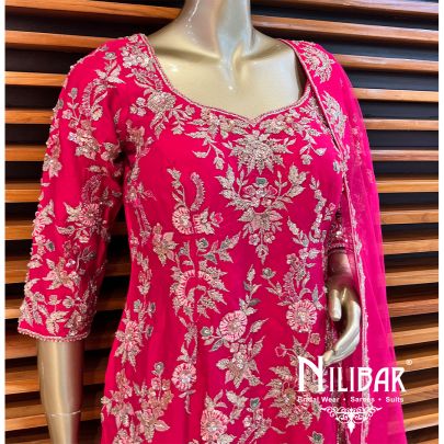 Hot Pink Silk Garara Suit