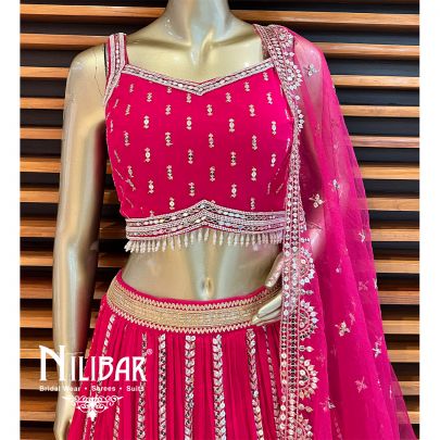 Hot Pink Georgette Lehenga