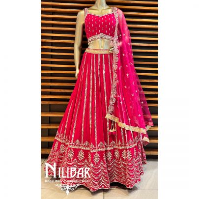 Hot Pink Georgette Lehenga