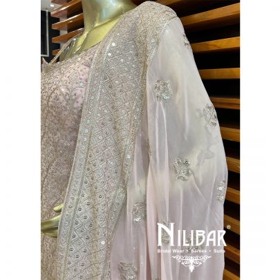 Baby Pink Georgette Palazzo Suit