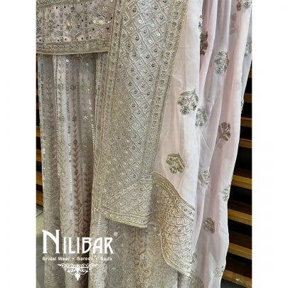 Baby Pink Georgette Palazzo Suit