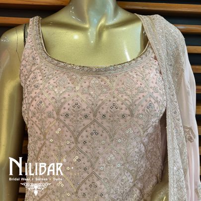 Baby Pink Georgette Palazzo Suit