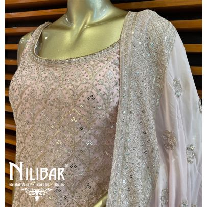 Baby Pink Georgette Palazzo Suit