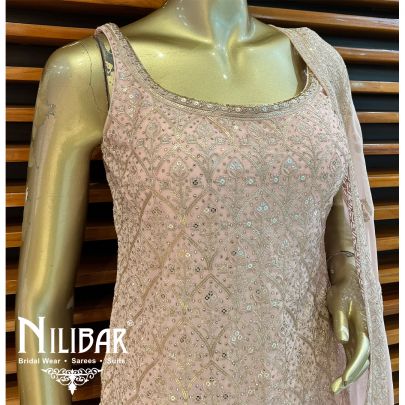 Baby Pink Georgette Palazzo Suit