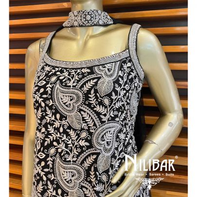 Black Georgette Palazzo Suit
