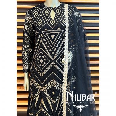 Black Net Silk Straight Kurti With Trouser