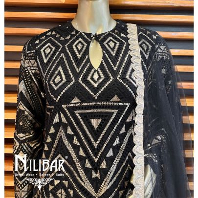 Black Net Silk Straight Kurti With Trouser