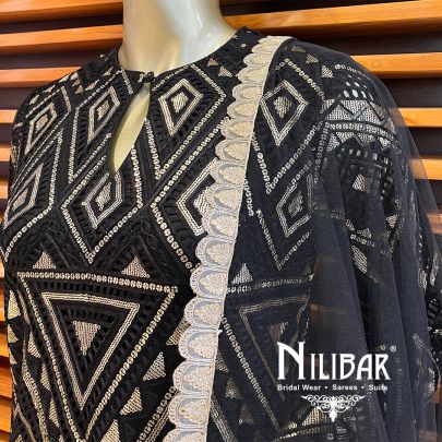 Black Net Silk Straight Kurti With Trouser