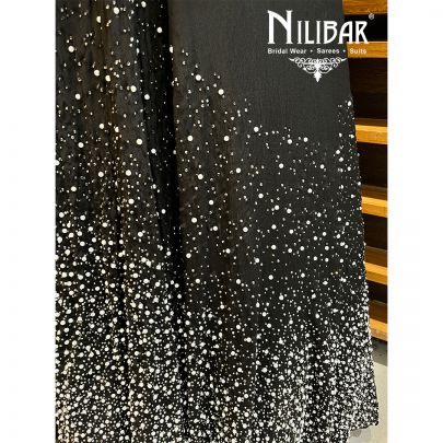 Black Crepe Silk One Shoulder Shirt With Lehenga