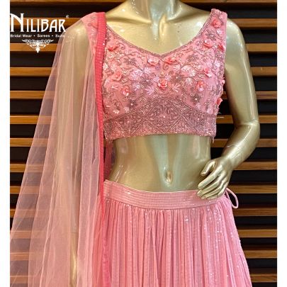Pink Ombre Georgette Lehenga