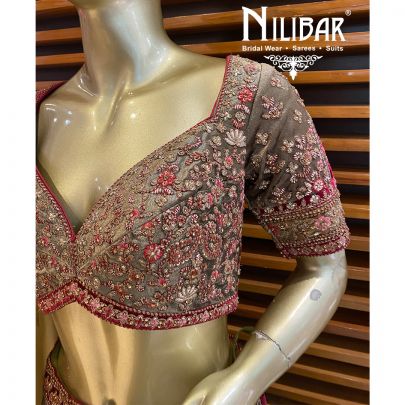 Mehandi Velvet Bridal Lehenga
