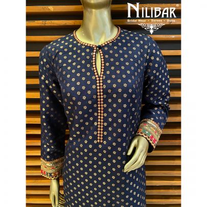 Midnight Blue Silk Palazzo Suit