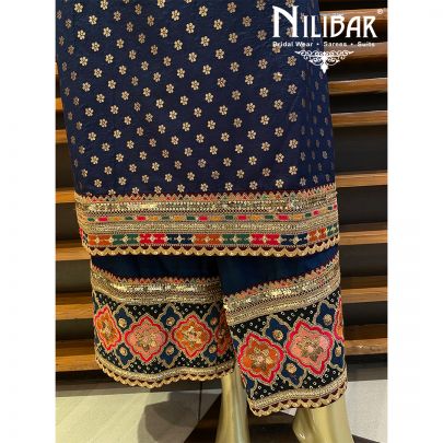 Midnight Blue Silk Palazzo Suit