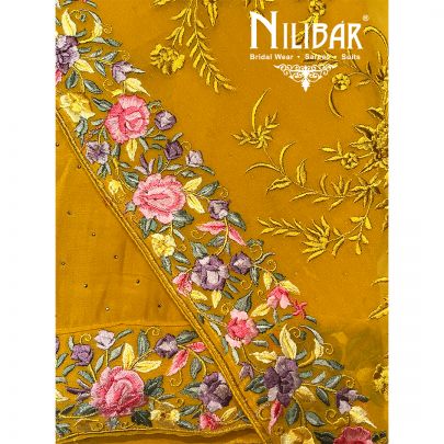 Mustard Yellow Crepe Unstitched Suit