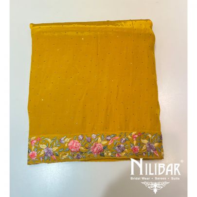 Mustard Yellow Crepe Unstitched Suit
