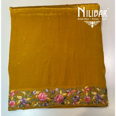 Mustard Yellow Crepe Unstitched Suit